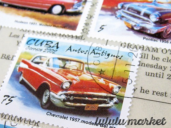 外国切手（クラシックカー／キューバ）5枚　po-059 1枚目の画像