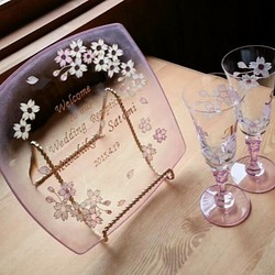 &lt;&lt;母親節禮物&gt;&gt; Creema Limited [櫻花]迎賓板和一對香檳杯|春季婚禮迎賓用品，春季婚禮 第1張的照片