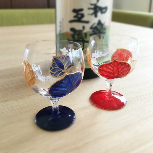 葵】日本酒グラス2つ ガラスのペアお猪口|両親贈呈品・還暦祝い・結婚