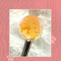 蜜柑色ガラス玉かんざし、ハンドメイド 1枚目の画像