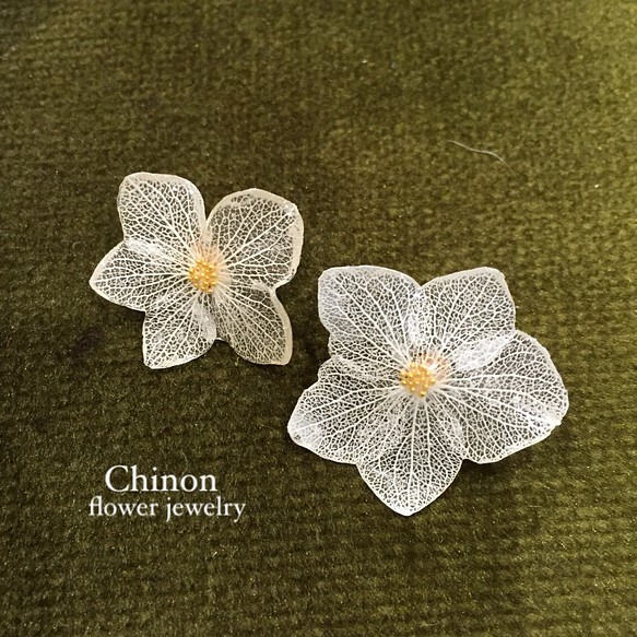 weddingホワイトあじさいピアス14kgf ピアス（スタッド・一粒） Chinon