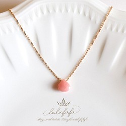 14kgf 春色オパールの一粒ネックレス～魅惑の桃色果実 1枚目の画像