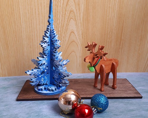 クリスマスツリー&トナカイ(木工アート) クリスマスツリー makochin
