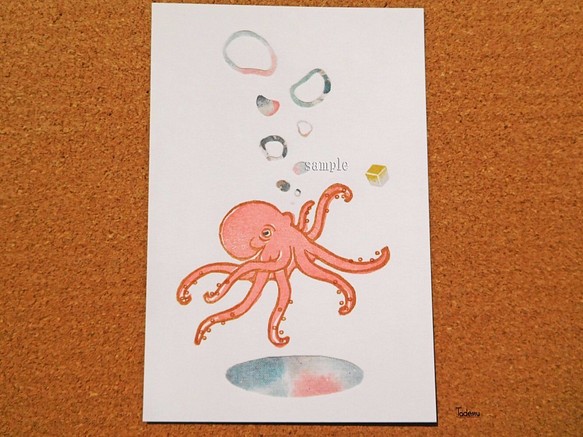 ポストカード４点セット 『蛸』（プリント） 1枚目の画像