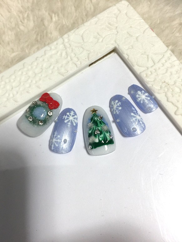 クリスマスネイル♪リース&ツリー❤︎ ネイルチップ（つけ爪） K-nail