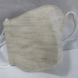 ハンドメイド　リネンコットン立体マスク 1枚目の画像