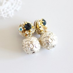 在法國亮片和珠子設計造雪◆刺繡珠寶耳環平安夜 第1張的照片