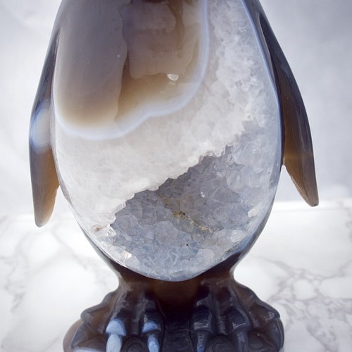 ペンギンのジオード トレジャー瑪瑙 アゲート 彫刻 天然石 水晶 風水晶