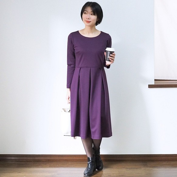 【定做】阿米甚風格簡約連衣裙◇深紫色*標準面料 第1張的照片