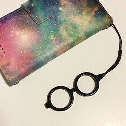 【新色】鯖江製 スマートフォンリング 黒縁メガネタイプ  iPhoneの落下防止に 1枚目の画像