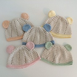 【Sサイズ】Baby♡コットンくま耳帽子 全5色【受注生産】 1枚目の画像