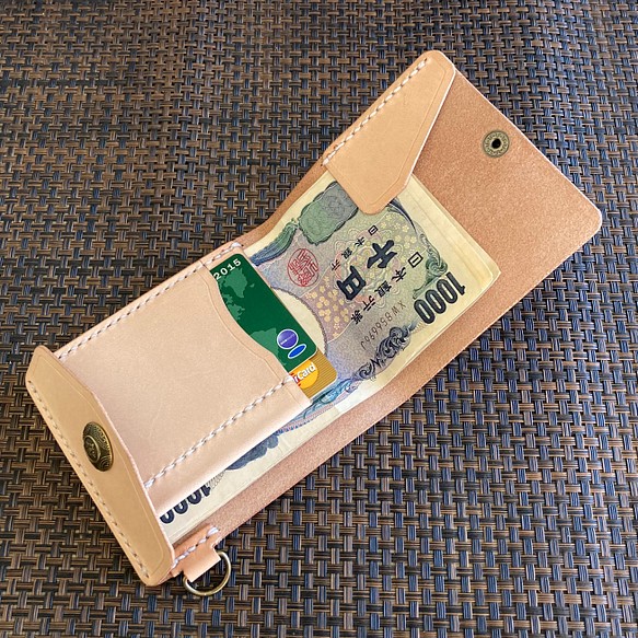 【右開卡袋3sd kinari】輕薄簡約票據剪刀MC-10sd-ki錢夾Nume皮革代 第1張的照片