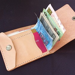 【左開卡袋2】薄款簡約鈔票剪刀MC-07錢夾鞣革未漂白 第1張的照片