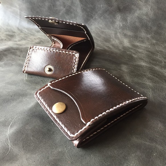 【Ⅱ・焦げ茶】カードとコインの財布Ⅱ CC-08dbn コインケース 小銭入れ ヌメ革 1枚目の画像