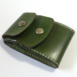 [手工縫製]卡和零錢包ⅢCC-12o零錢包零錢包Nume皮革橄欖色 第1張的照片