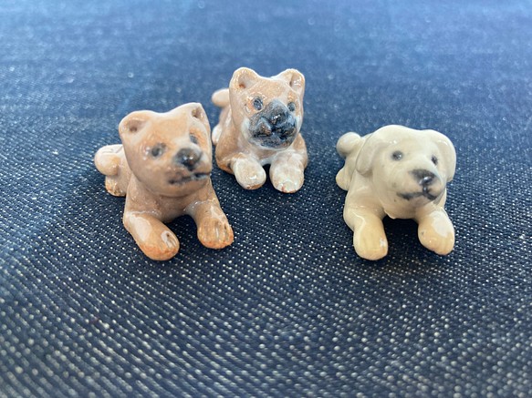 陶製　仔犬の兄弟３匹セット 1枚目の画像