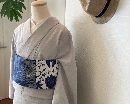 ◇バティック半幅帯パッチワーク102JAPANblue／kimono ethnic