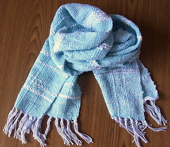 手織りマフラー（青海と白波） 1枚目の画像