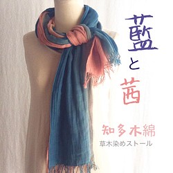 享受兩種顏色的Ai和Akane大幅面檔無性別的赤塔棉雙層紗布 第1張的照片