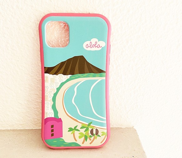 【耐衝撃グリップケース】WAIKIKI BEACH ハワイ ワイキキビーチ♡  iPhone  スマホケース 1枚目の画像