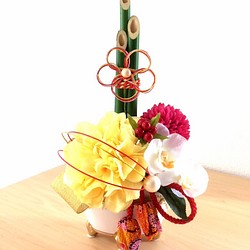 ◆お正月飾りアレンジ◆YT3　幸せの黄色ダリア＆蘭&門松 1枚目の画像
