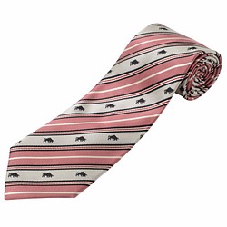 西陣織綢100％領帶17.成功（牛圖案）粉紅色/ 4562356770533 第1張的照片