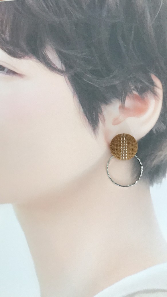 Kasuri 耳環 &lt;條紋&gt; 1.8 厘米 第1張的照片