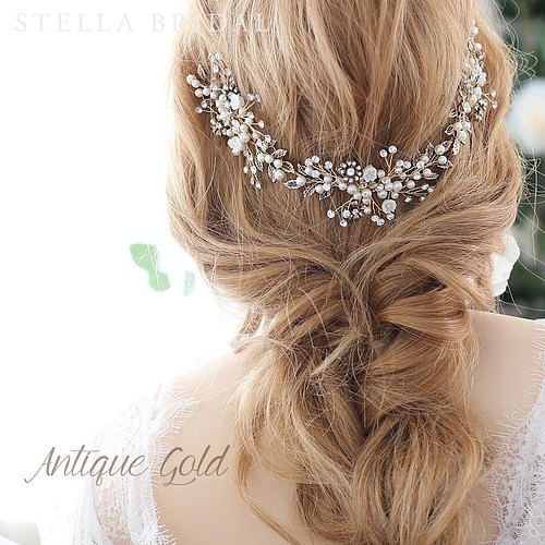 フローラルチャームの小枝ヘッドドレス リズ ウェディングヘアアクセサリー ヘッドドレス ウェディング Stella Bridal 通販 Creema クリーマ ハンドメイド 手作り クラフト作品の販売サイト