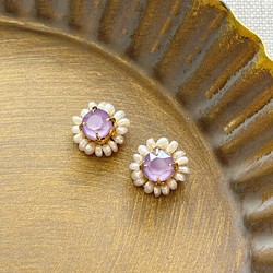 Swarovski× pearl pierce/earring《purple》 1枚目の画像