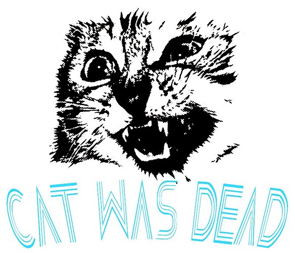 CAT WAS DEAD　フォント1　スカイブルー　ドルマン（ Tシャツ ） 1枚目の画像