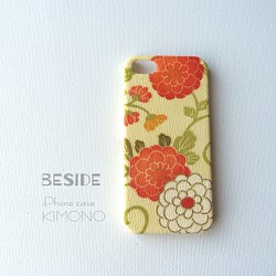 【 KIMONO 】希少☆アンティーク着物iPhoneケース(ポンポン小菊) 1枚目の画像