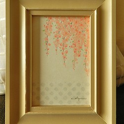【hajirau　ーしだれ桜とナマコ壁ー】　ペン原画額装 1枚目の画像