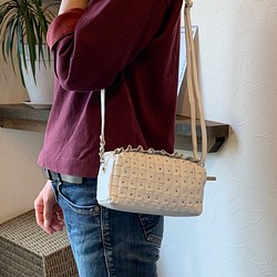 ミニショルダーバック レッド◇オールハンドメイド◇シュリンクレザー