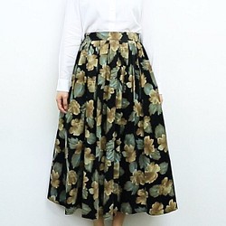 「受注生産」(再販)レトロ花柄コーデュロイロングスカート 1枚目の画像