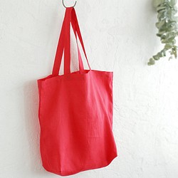 100% 亞麻大號手提袋環保袋帶扣板（橙紅色） 第1張的照片