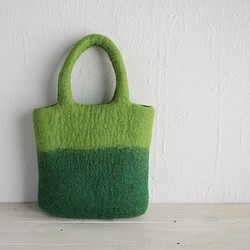 100％的羊毛氈手提包淺綠色/環保 第1張的照片