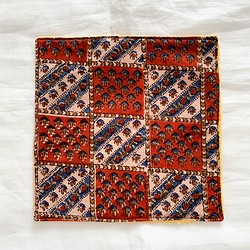 [Creema限定]インド綿ブロックプリントのハンドタオル・ハンカチ[Rouge] 1枚目の画像
