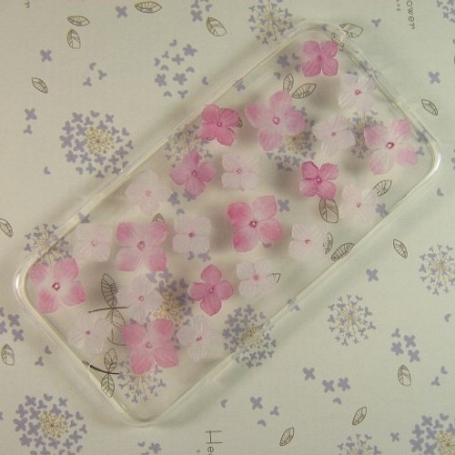 手染め布花 ピンク系のアジサイ(紫陽花)のiPhone6/6s/7ケース