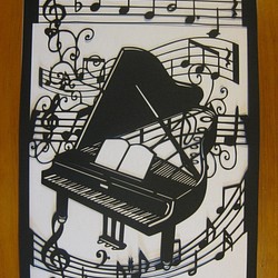 切り絵　音符に楽器：ピアノ 1枚目の画像