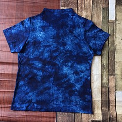 天然藍染 オフネックTシャツ  半袖F 1枚目の画像