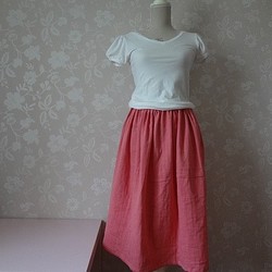 ふんわりWガーゼ☆おとなピンクギャザースカート 1枚目の画像