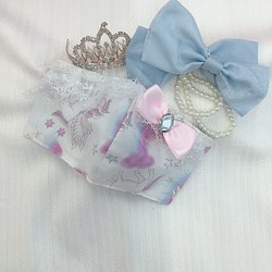 【夏マスク】冷感プリンセスマスク　ホワイトユニコーン　幼児用Sサイズ 1枚目の画像