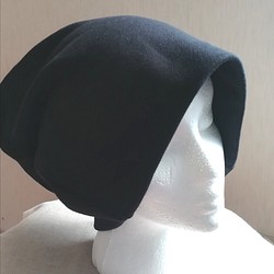 《受注製作》ブラック色♪スウェットニット帽　男女兼用大きめ 1枚目の画像