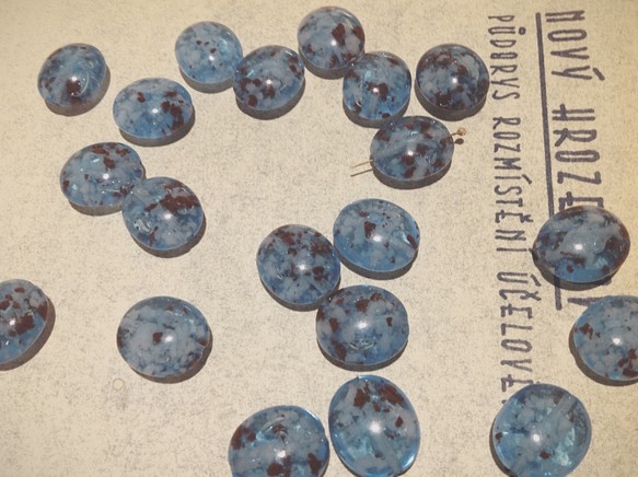 Vintage germany blue brown flake beads ヴィンテージ ビーズ 1枚目の画像