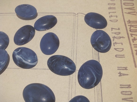 Vintage germnay marble blue cabochon ヴィンテージ カボション 1枚目の画像