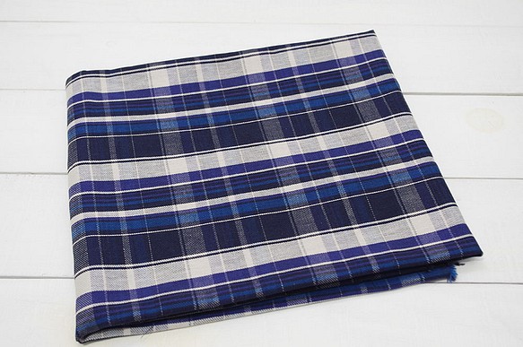 タータンチェック 綾織り ブルー系 1枚目の画像