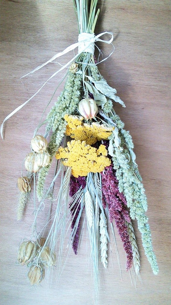 北海道ガーデンからの贈り物◆秋の恵みスワッグ花束ギフトグリーンブーケ◆プレゼント 1枚目の画像
