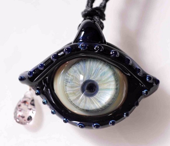 【ご予約品】blue green, glass eye pendant with super-seven #01 1枚目の画像