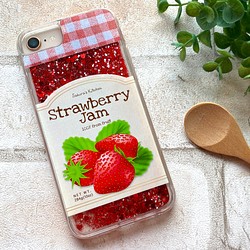 ストロベリージャムのグリッターケース スマホケース iPhone12 いちご