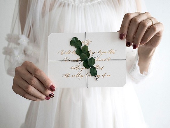Wedding 活版印刷の招待状 ｛ Ever Green ｝ 30set 1枚目の画像